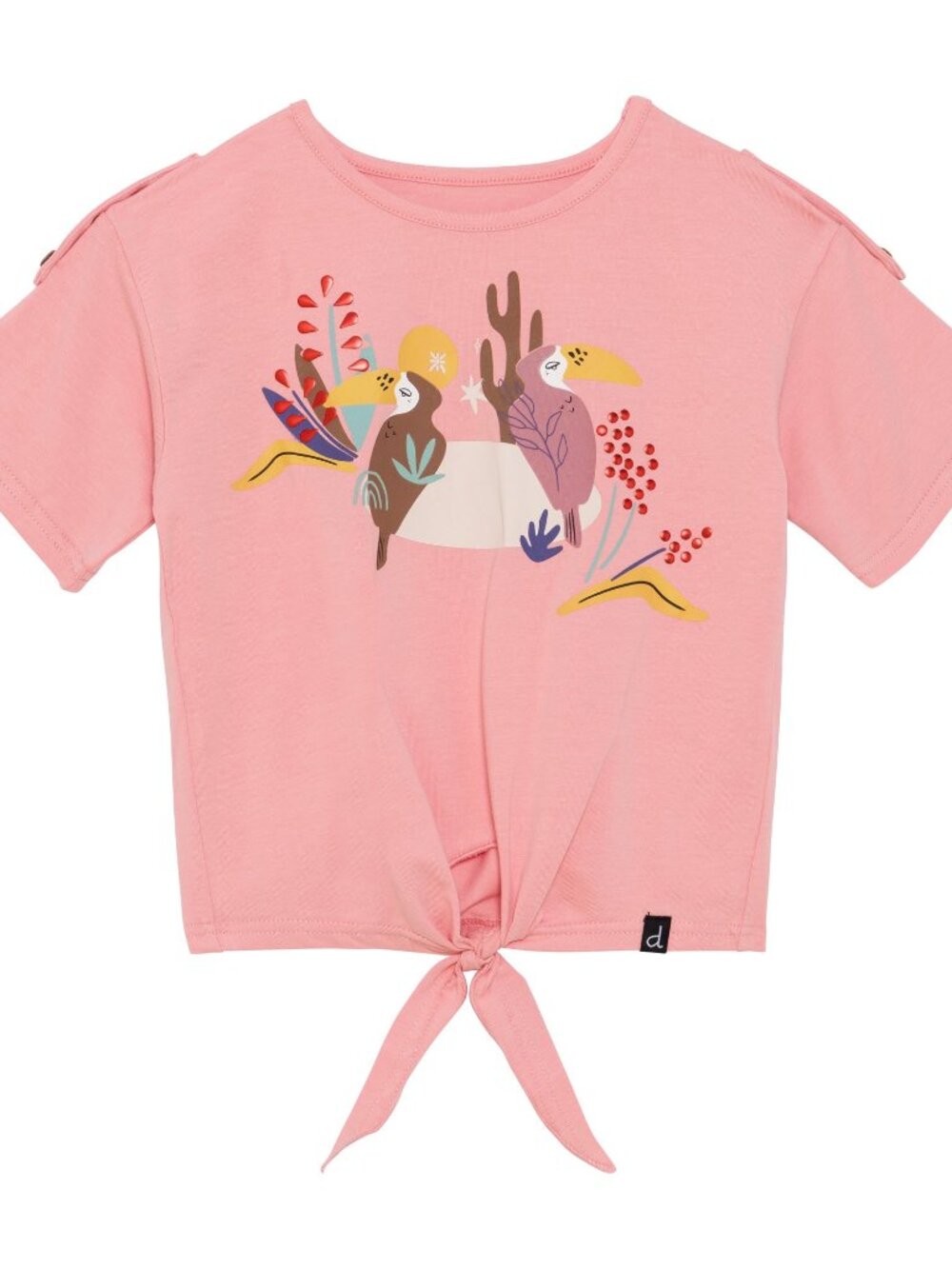 Organic Cotton T-Shirt With Front Knot Rose Tan - 5